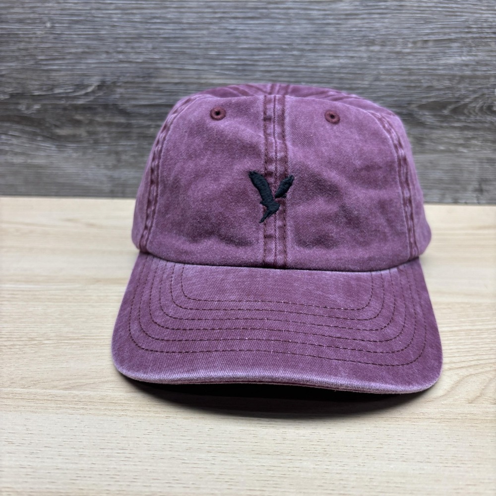 American Eagle Hat Cap Strap Back One Size Burgundy Dad Embroidered Logo Mens